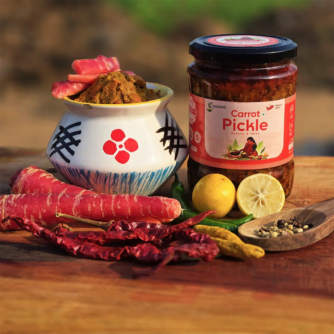 Combo: 1L A2 Bilona Ghee + 500gm Carrot Pickle + 500gm Green Chilli Pickle