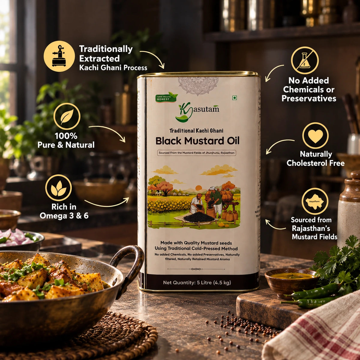 Cold Pressed Black Mustard Oil 5 Liter