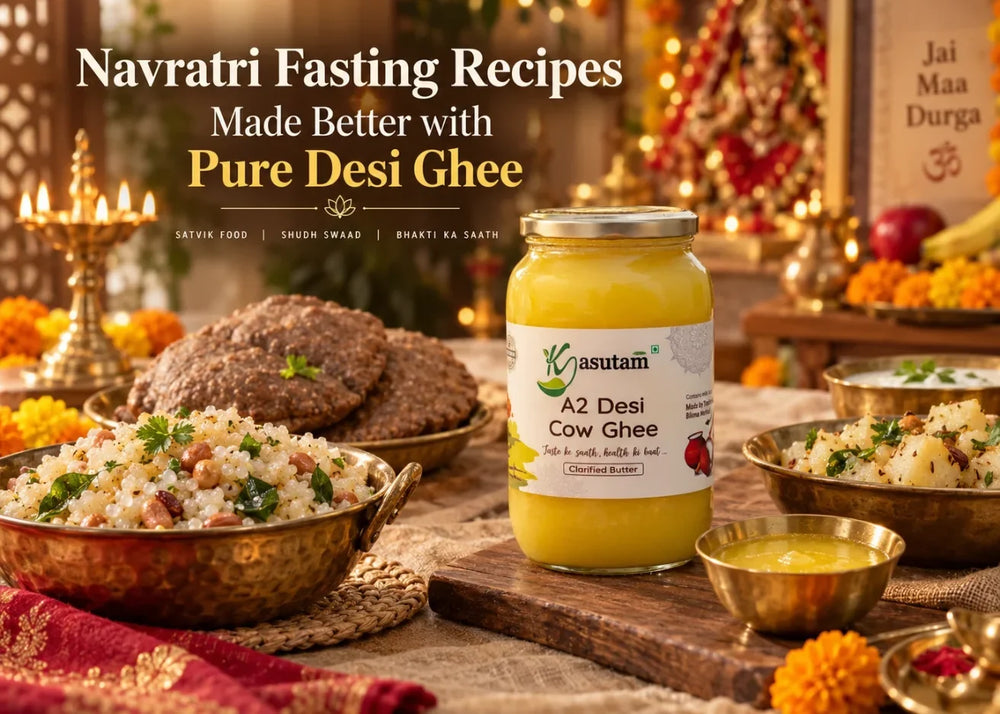 Sabudana khichdi, kuttu paratha and roasted makhana made with pure desi ghee for Navratri vrat