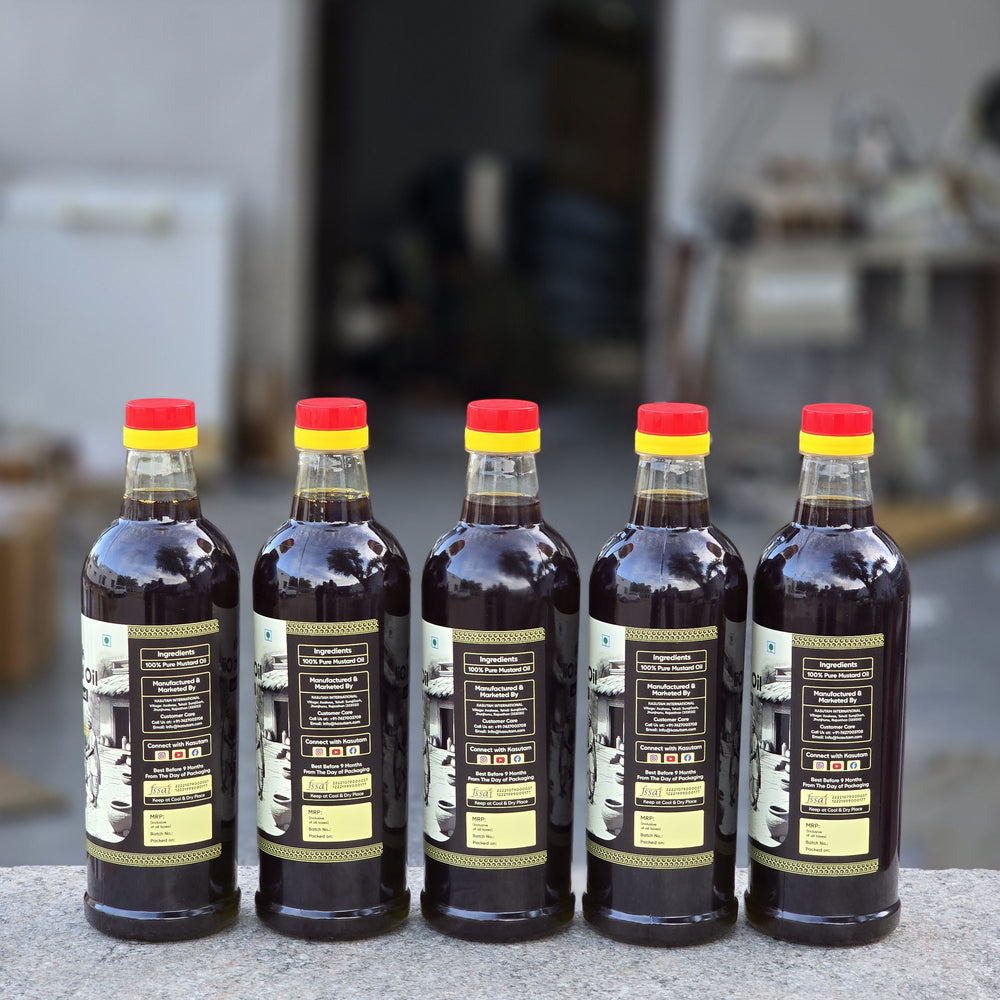 Cold Pressed Black Mustard Oil 1 Liter Bottle x 5 Bottle (5 Liter)