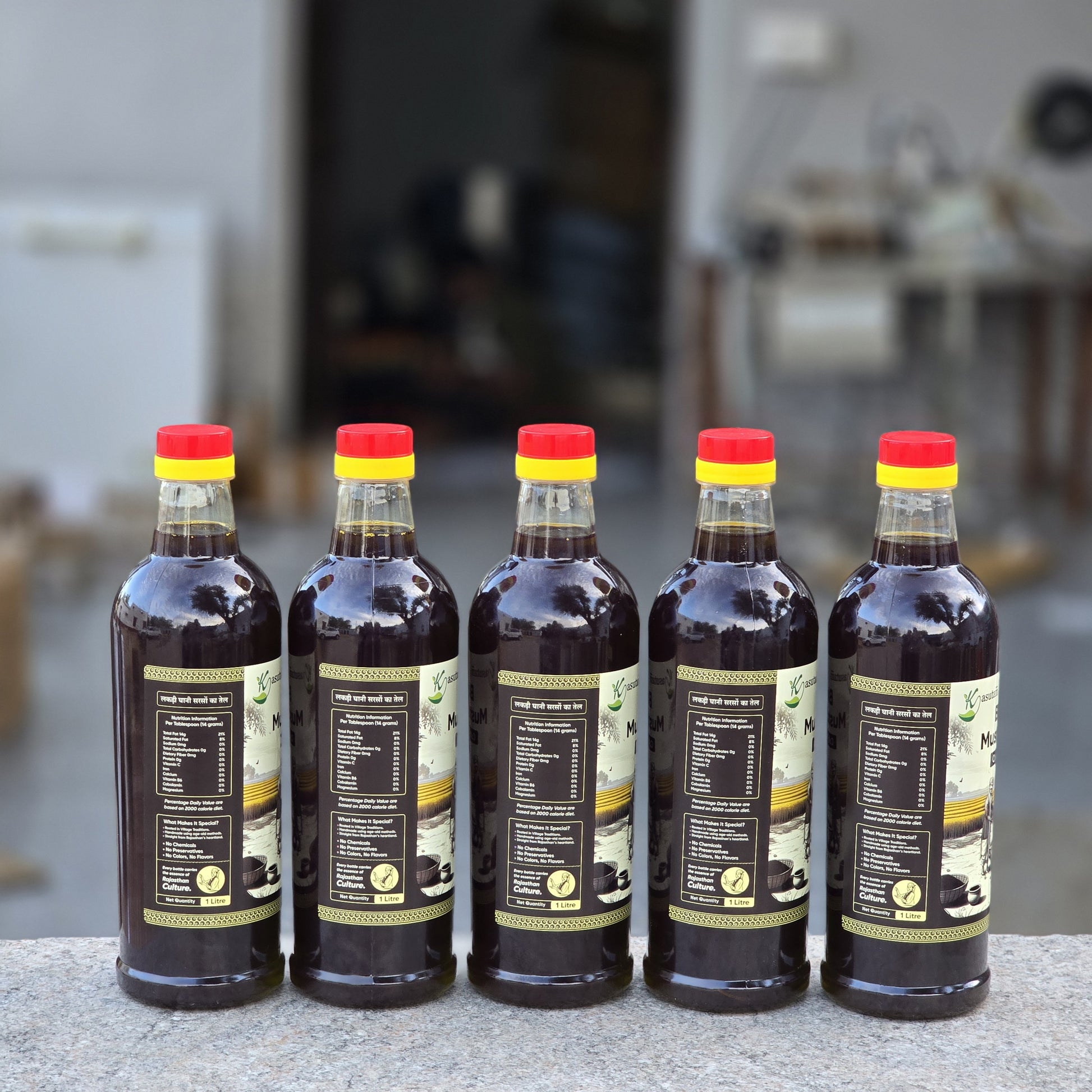 Cold Pressed Black Mustard Oil 1 Liter Bottle x 5 Bottle (5 Liter) + 1 Liter Free