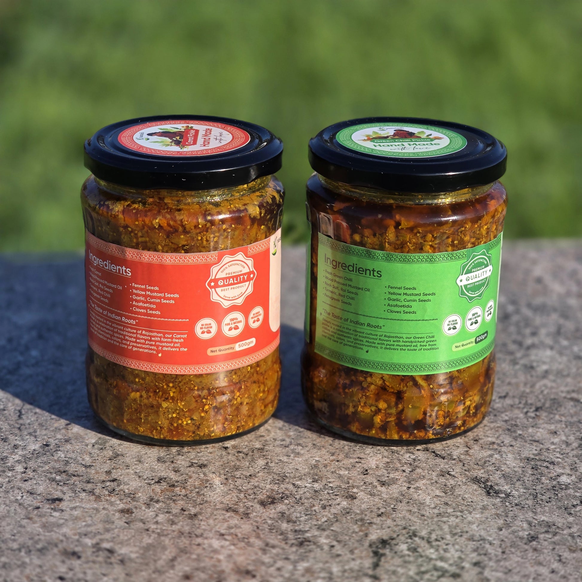 Tangy Combo – 500g Green Chilli Pickle + 500g Carrot Pickle