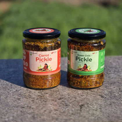 Tangy Combo – 500g Green Chilli Pickle + 500g Carrot Pickle