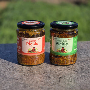 Tangy Combo – 500g Green Chilli Pickle + 500g Carrot Pickle