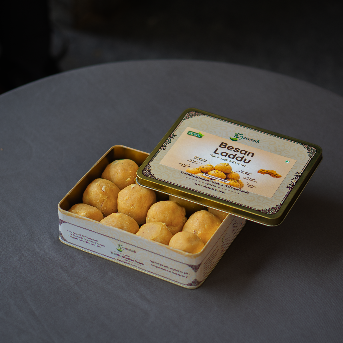 Besan Laddu 800 Gram Tin Box - 12 pcs