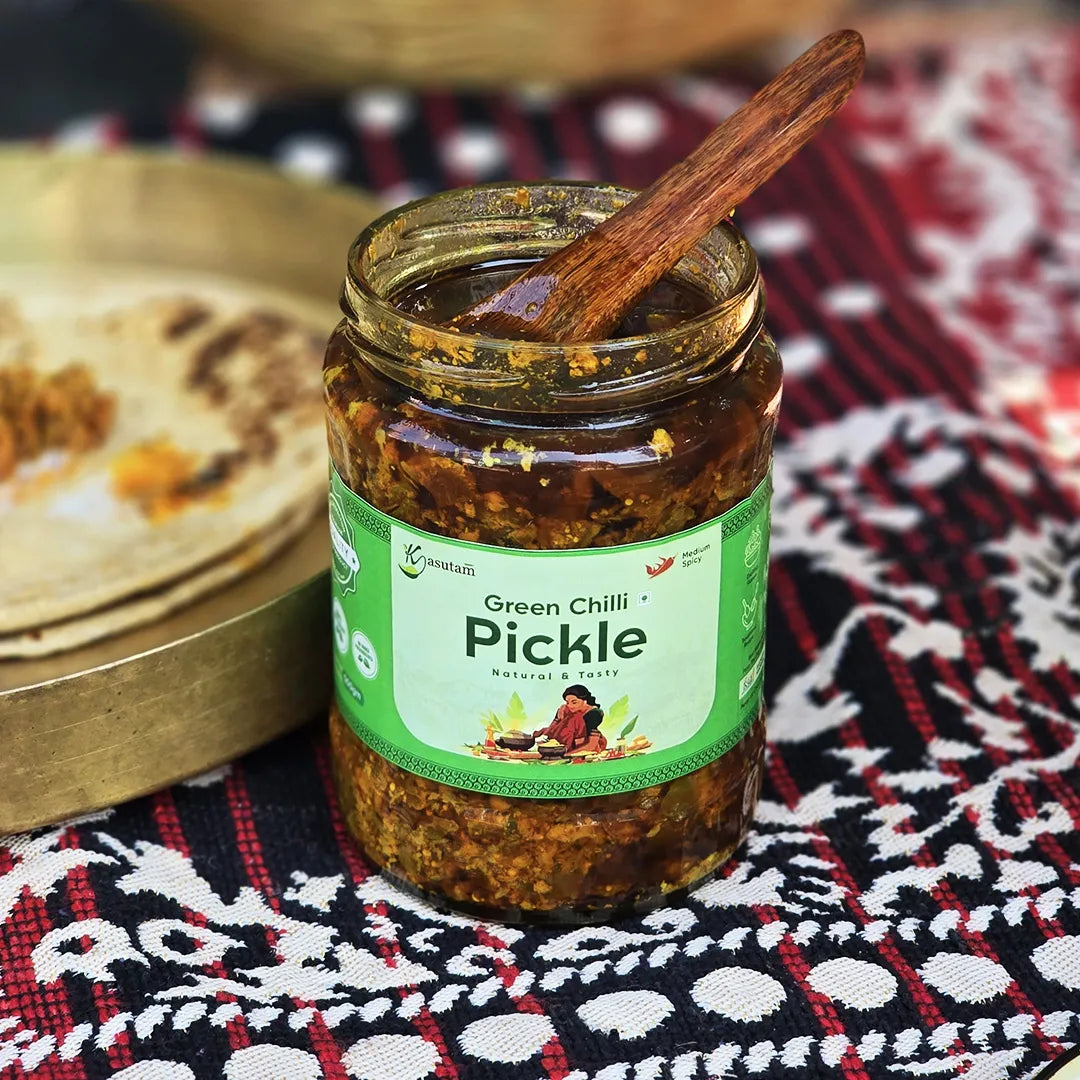 Combo: 1L A2 Bilona Ghee + 500gm Carrot Pickle + 500gm Green Chilli Pickle