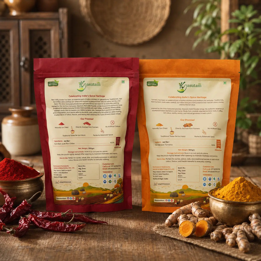 Kasutam Haldi & Lal Mirch Powder Combo ( 500 - 500 Gram)