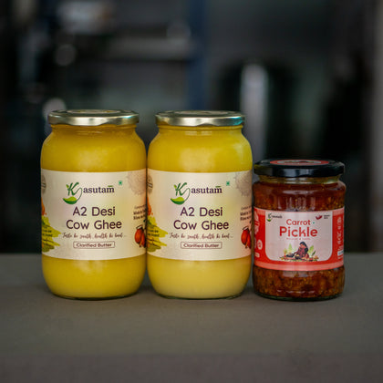 2 Liter A2 Cow Ghee With 500 gm Carrot Pickle Combo