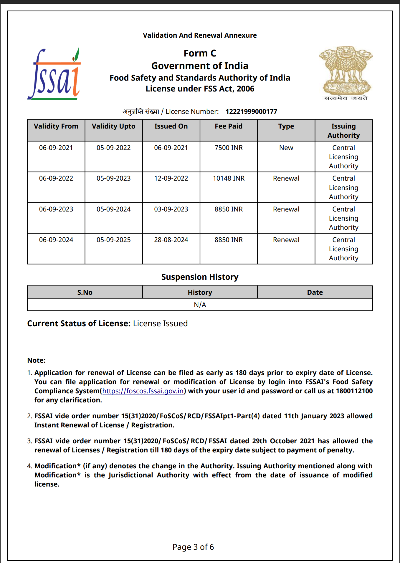 FSSAI certificate page 3