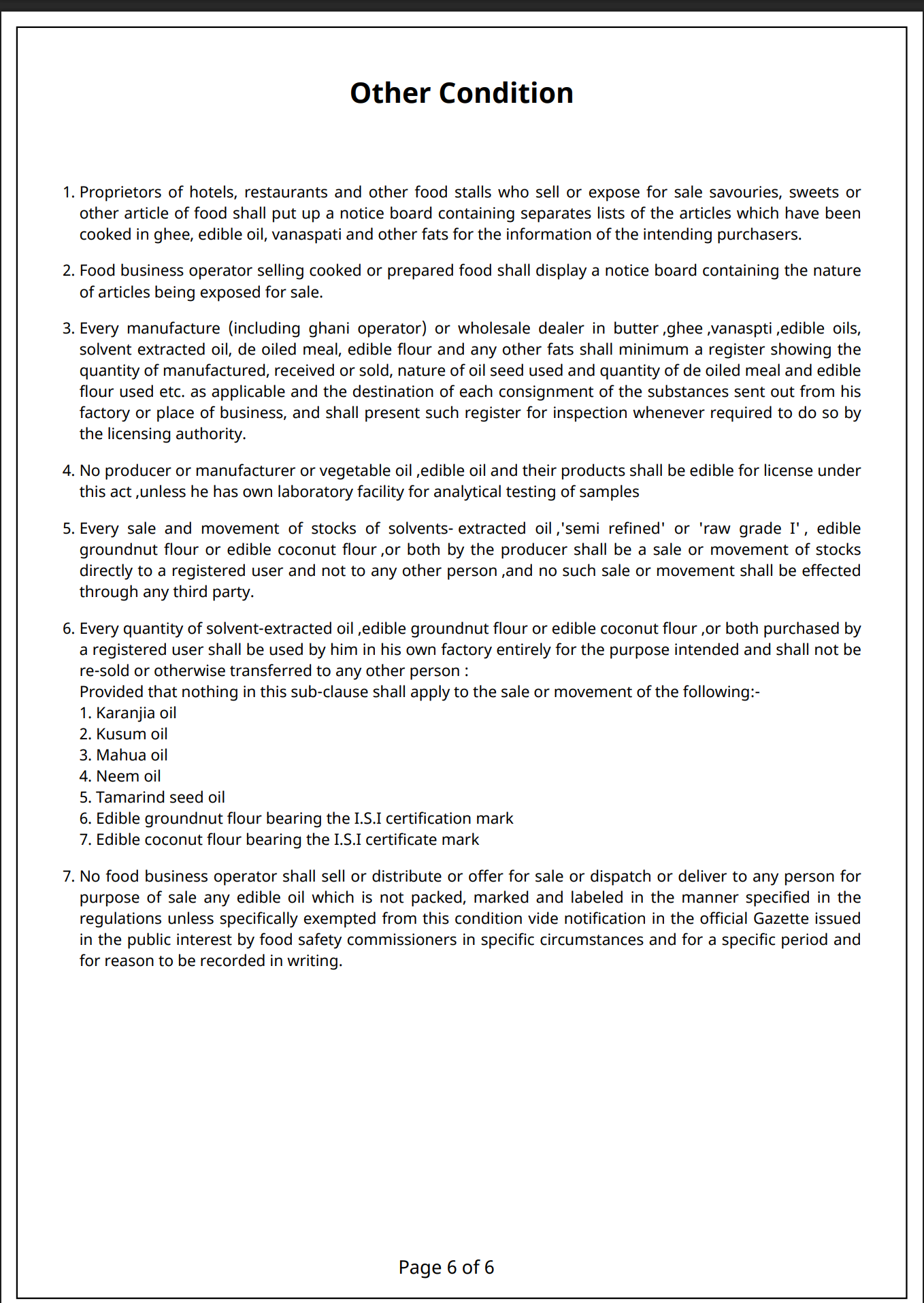 FSSAI certificate page 6