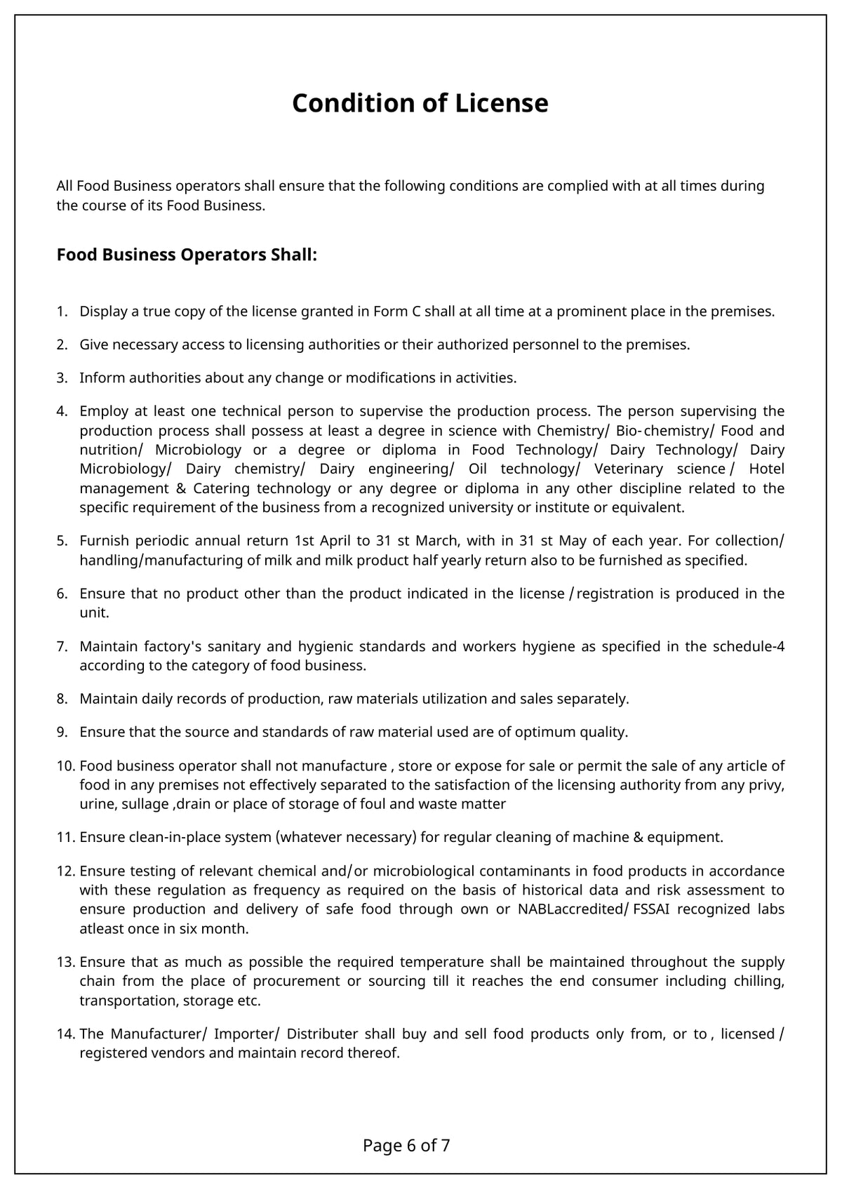 FSSAI certificate page 6
